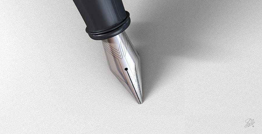 Sign Digital Art - Fountain Pen In Writing Position by Allan Swart
