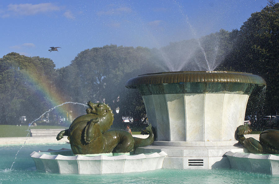 Fountain with Rainbow Photograph by Venetia Featherstone-Witty
