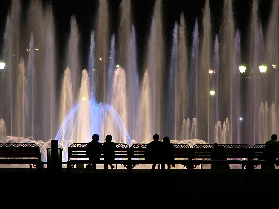 Fountain Photograph - Fountains and Silhouettes by Konstantin Sevostyanov