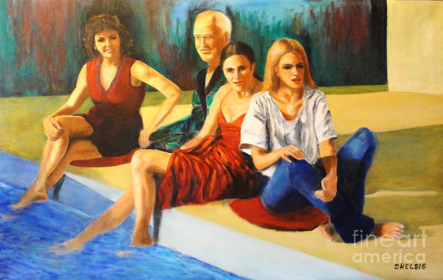 Four At A  Pool Painting by Dagmar Helbig