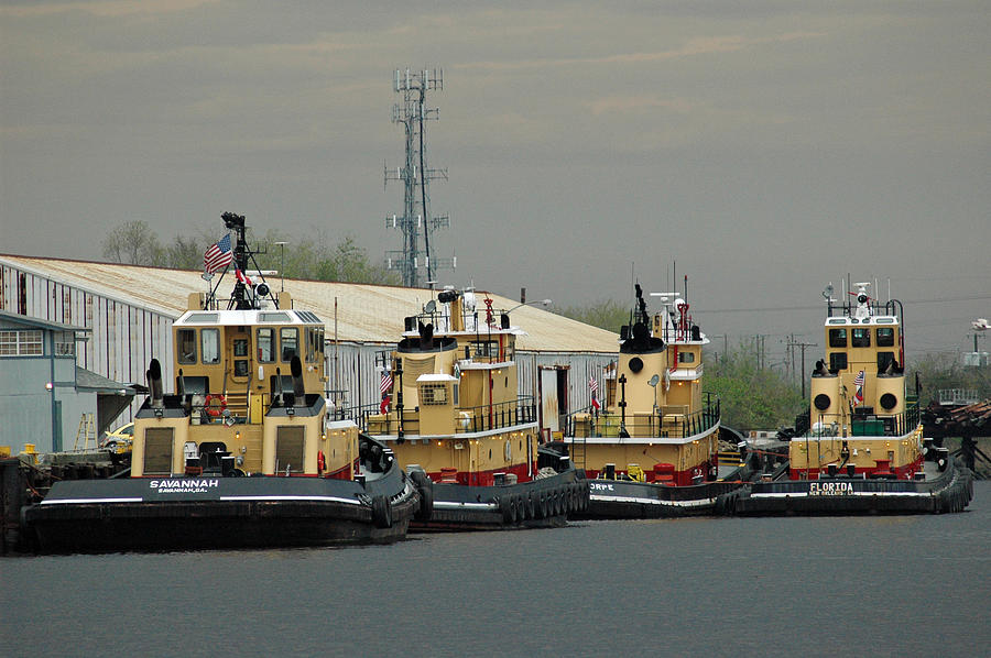 Four Barges on the Savannah River Photograph by Bruce Gourley