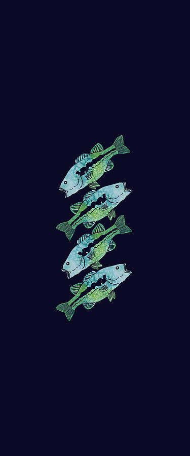 Four Bass Mixed Media by Jenny Armitage