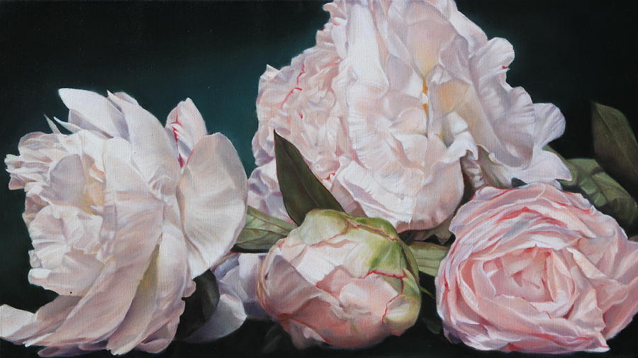 Four Blooms 45 x 80cm Painting by Thomas Darnell - Fine Art America