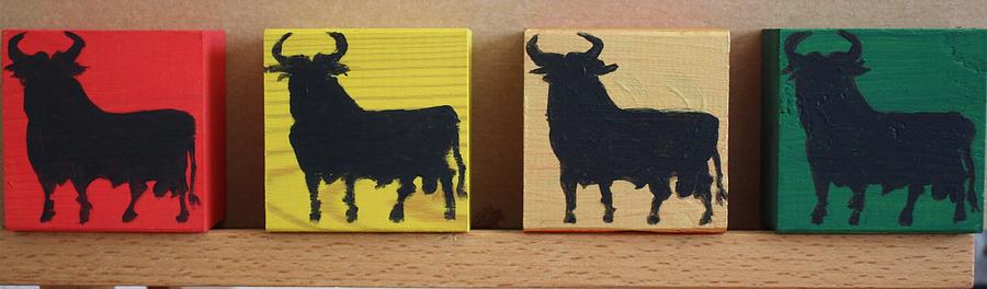 Four Bulls Painting by Roger Cummiskey