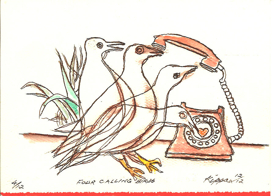 Four Calling Birds Drawing by Kippax Williams
