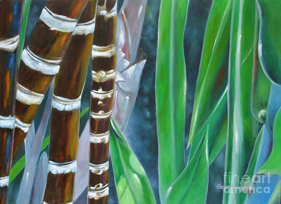 Four Canes For Green Painting by Larry Geyrozaga