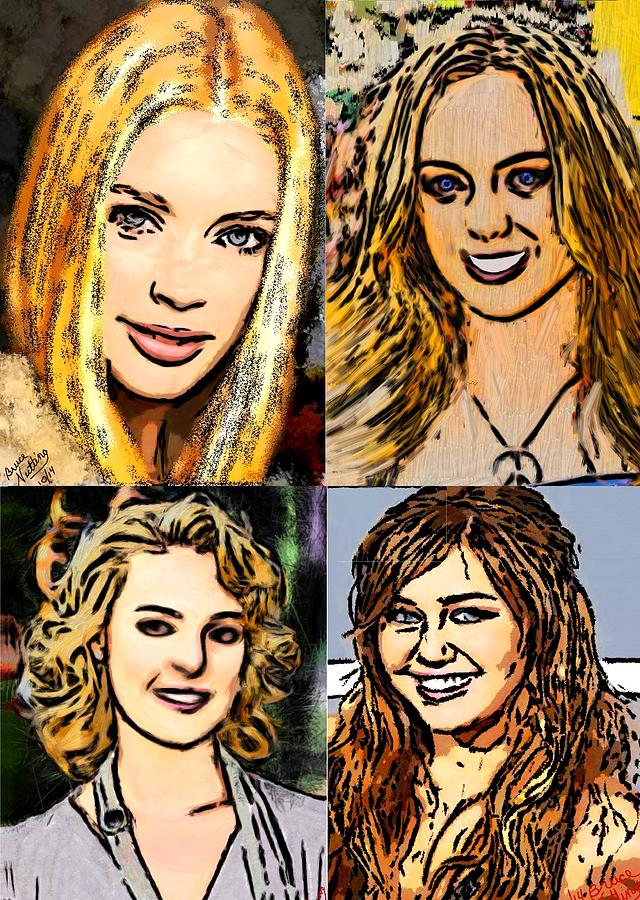 Four Celebrity Beauties Painting by Bruce Nutting