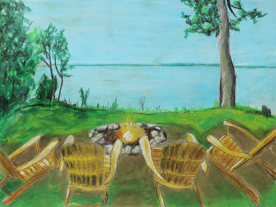 Nature Painting - Four Chairs by Jeanne Fischer
