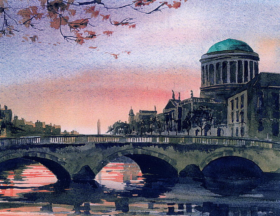 Four Courts Dublin Painting by Val Byrne
