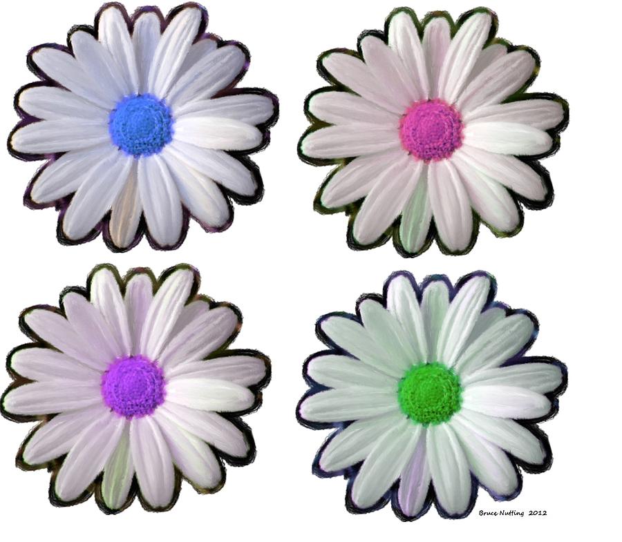 Four Daisy Hibrids Painting by Bruce Nutting