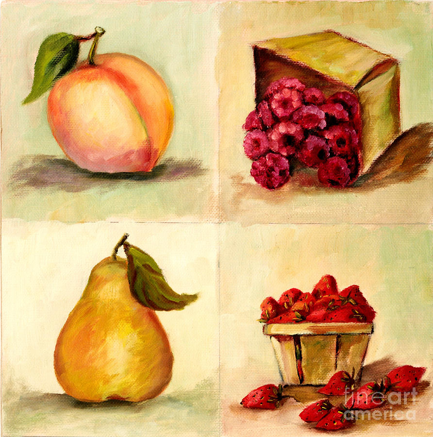 Four Fruits Painting by Pattie Calfy