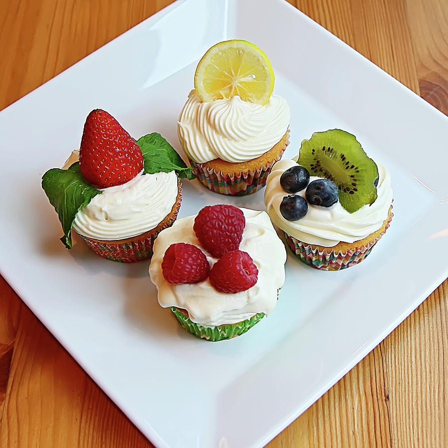 Four Fruity Cupcakes Photograph by Dianne Avery Photography