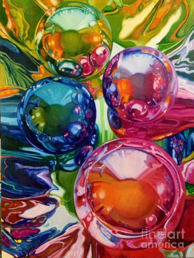 Four Glass Balls Painting By Cynthia Peterson - Fine Art America