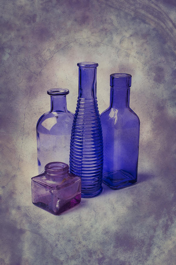 Bottle Photograph - Four Glass Bottles by Garry Gay