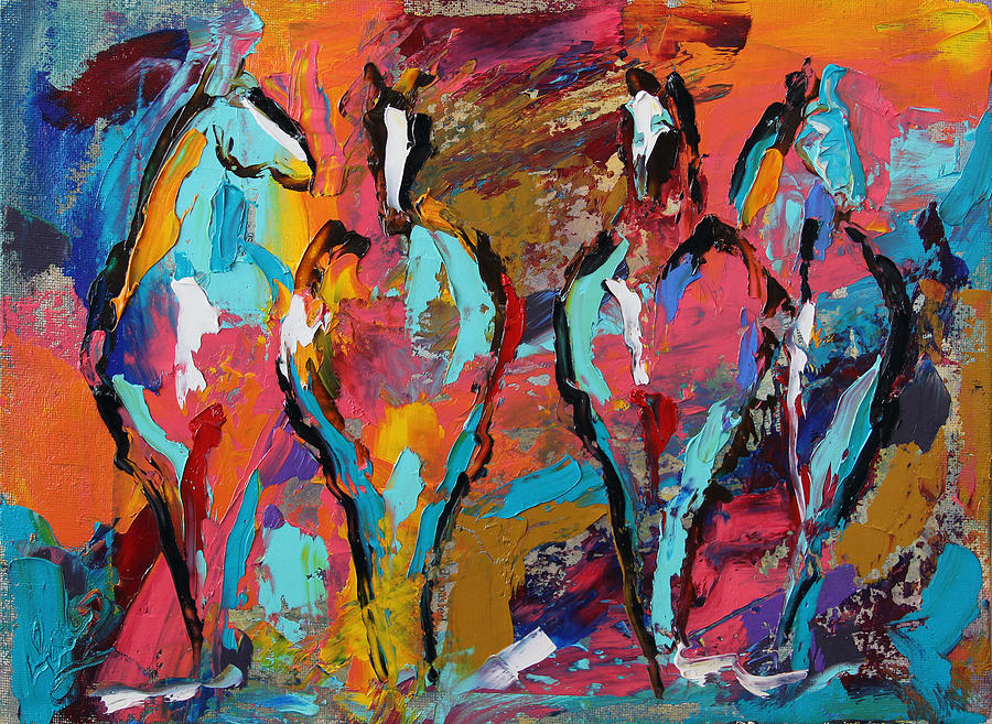Four in a Row Horse 27 2014 Painting by Laurie Pace