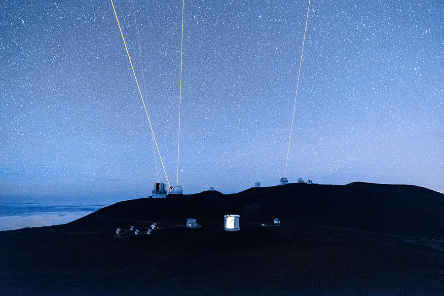 Four Lasers Above Mauna Kea 1 Photograph by Jason Chu