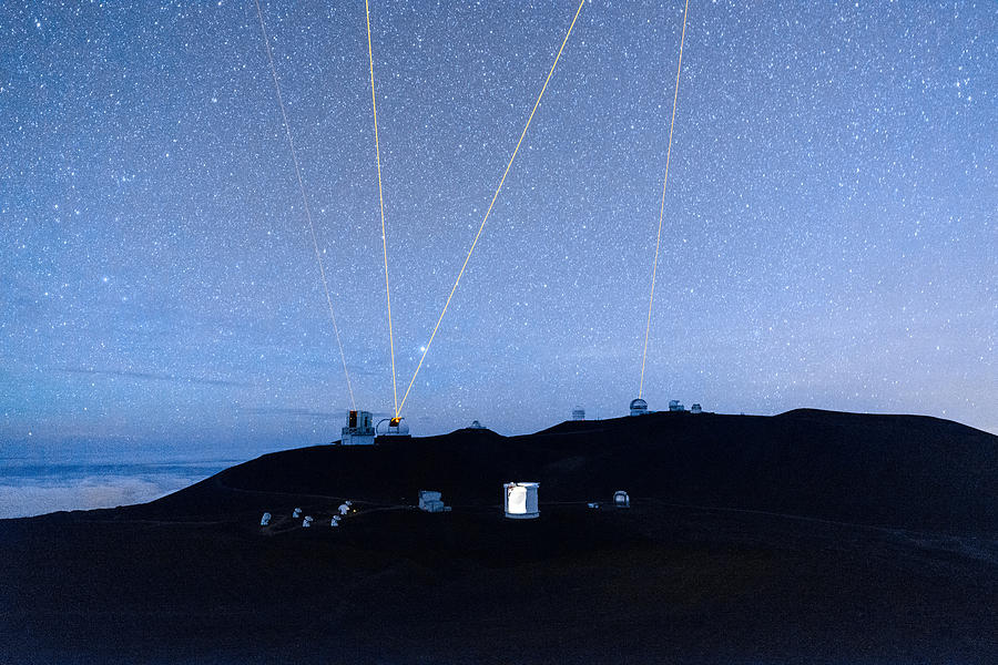 Four Lasers Above Mauna Kea 2 Photograph by Jason Chu