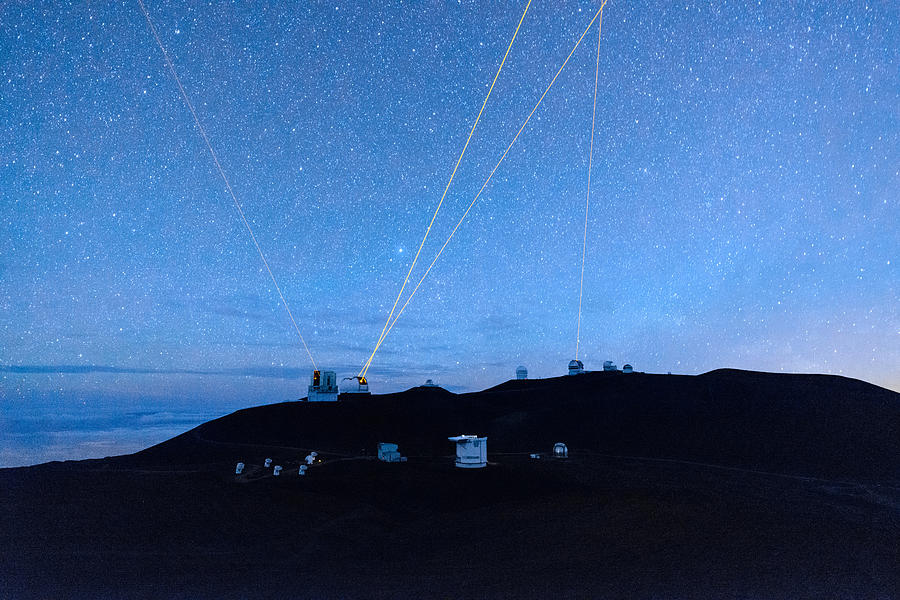 Four Lasers Above Mauna Kea 4 Photograph by Jason Chu