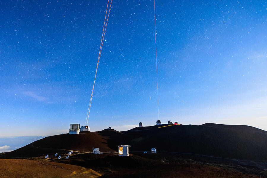 Four Lasers Above Mauna Kea 5 Photograph by Jason Chu
