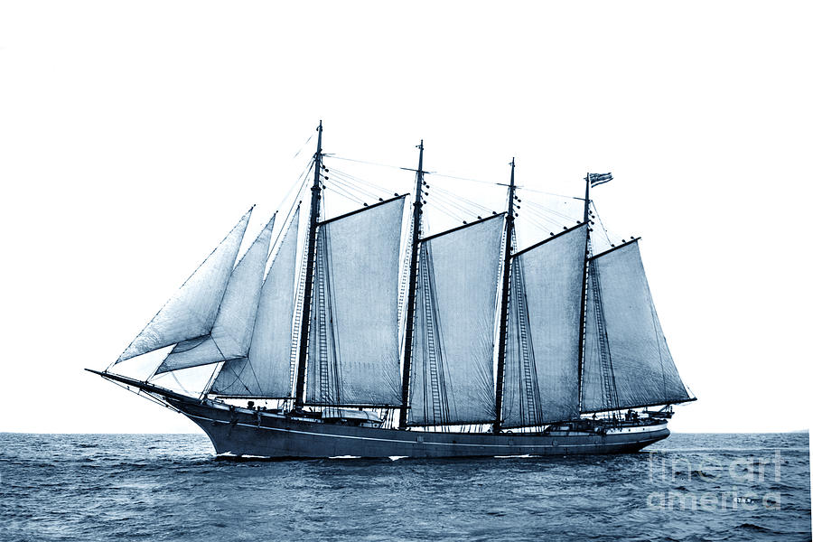 Honolulu Photograph - Four Mast  Schooners honolulu ship built in 1896 circa 1900 by Monterey County Historical Society
