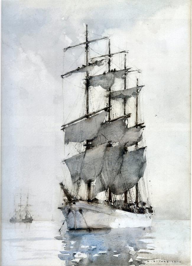 Four Masted Barque Painting by Henry Scott Tuke