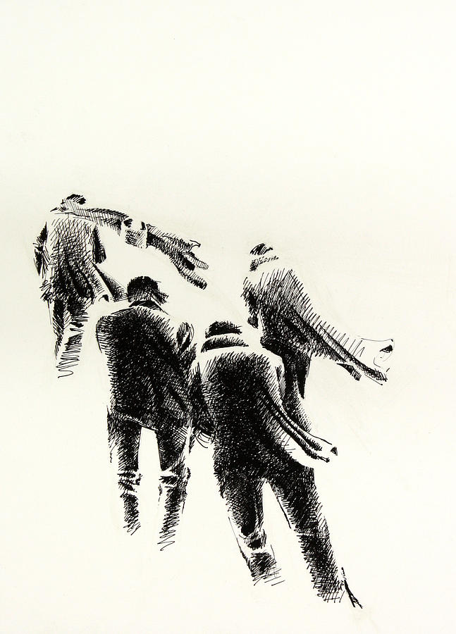 Four Men in Less Wind Painting by Mamoun Sakkal