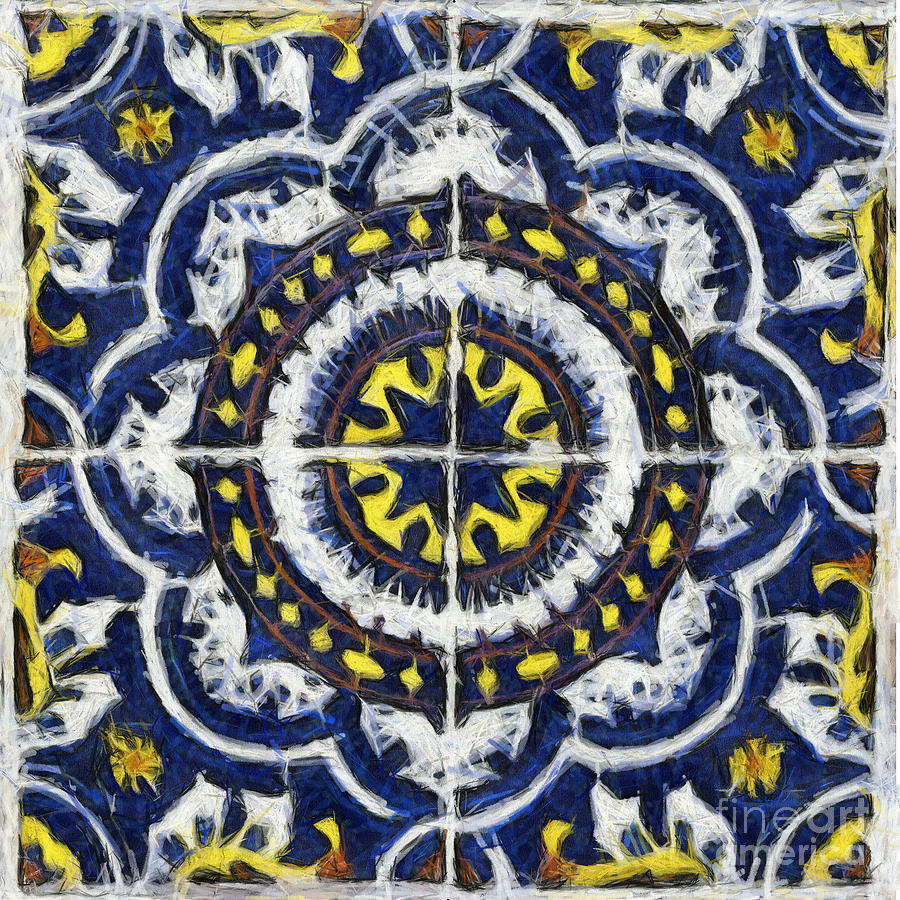 Four Painted Tiles-Mexico by Michael Flood Four Painted Tiles-Mexico by Michael Flood