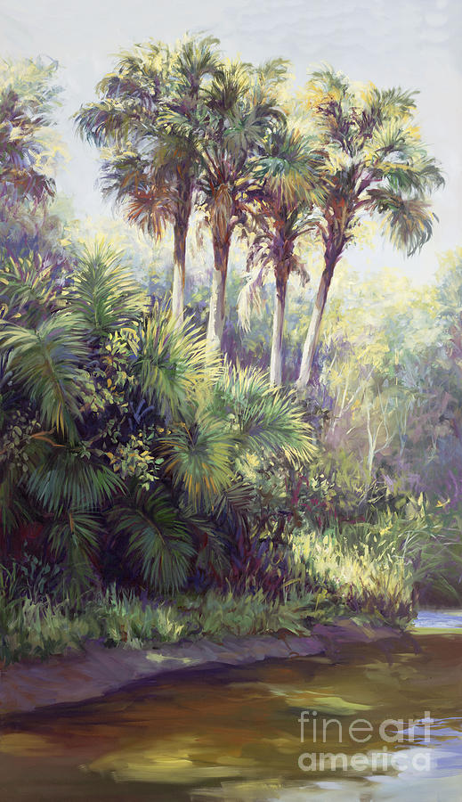 River Painting - Four Palm Plaza by Laurie Snow Hein