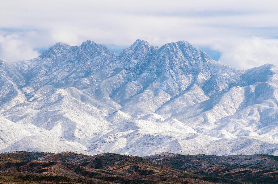 Four Peaks Snow Photograph by Tam Ryan