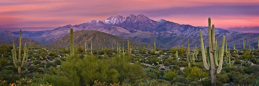 Scottsdale Photograph - Four Peaks Sunset Panorama by Dave Dilli