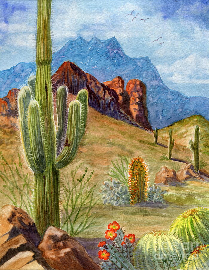 Desert Painting - Four Peaks Vista by Marilyn Smith