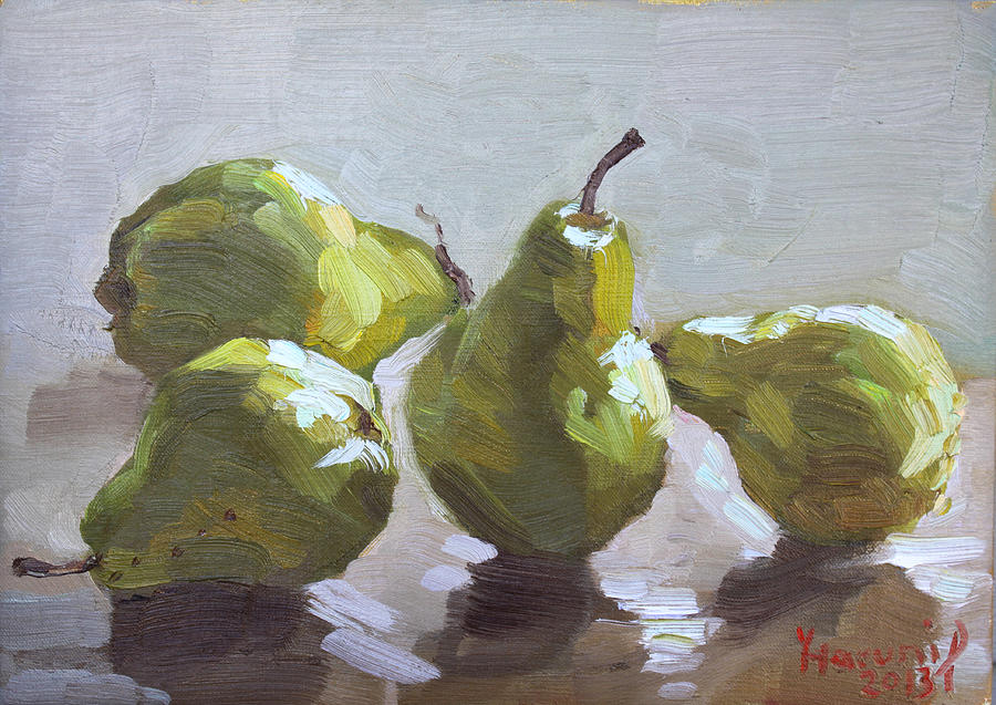 Pear Painting - Four Pears by Ylli Haruni