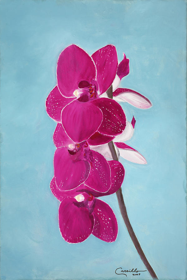 Four Pink Orchids Painting by Ruben Carrillo