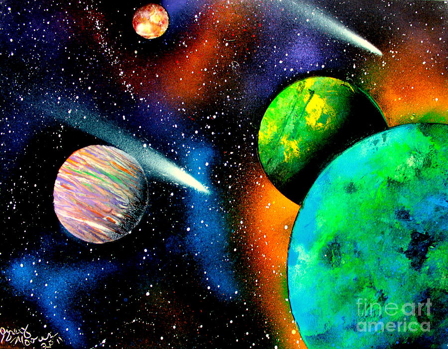 Four Planets E Painting by Greg Moores