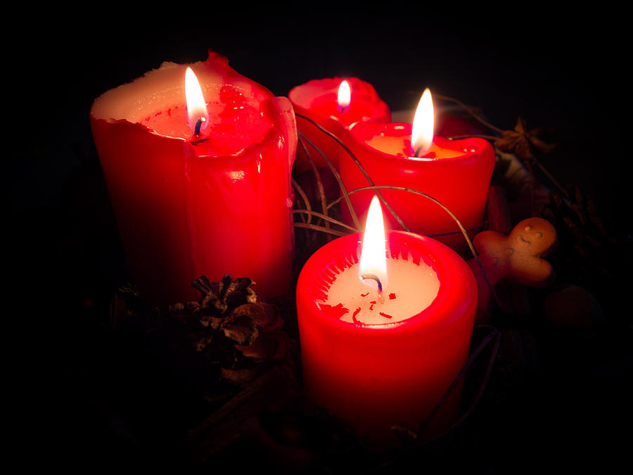 Four red candles for advent Photograph by Matthias Hauser