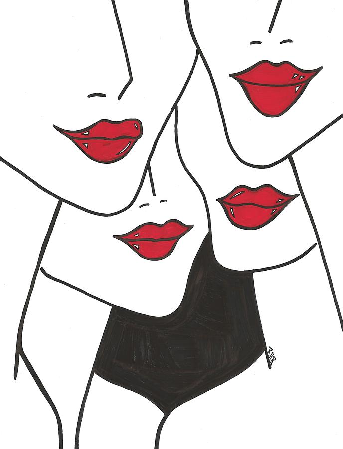Drawing of red lips - RC-ART - Paintings & Prints, People & Figures, Other  People & Figures, Female - ArtPal