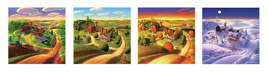 Four Seasons Painting - Four Seasons on the Farm by Robin Moline