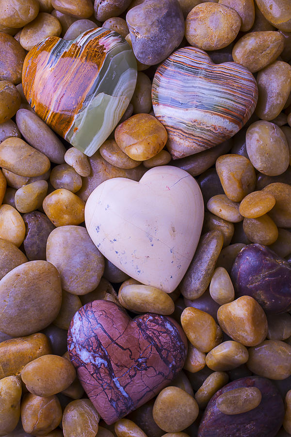 Still Life Photograph - Four Stone hearts by Garry Gay