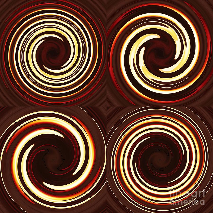 Four Swirls on Brown Digital Art by Sarah Loft