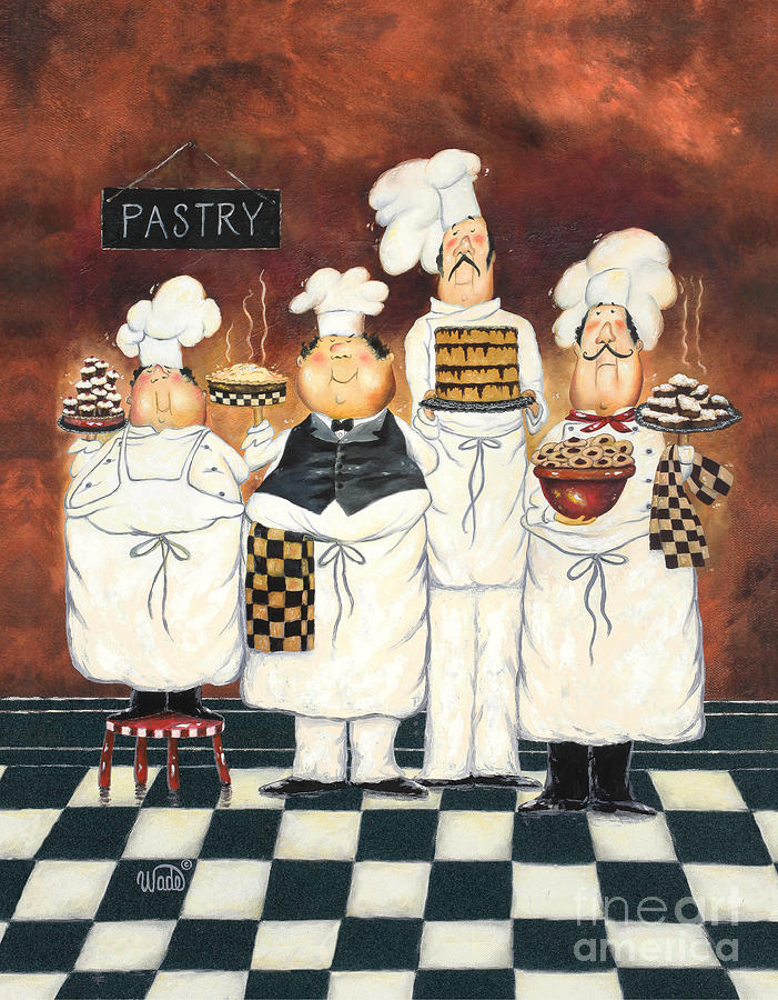 Cookie Painting - Four Tall Pastry Chefs by Vickie Wade