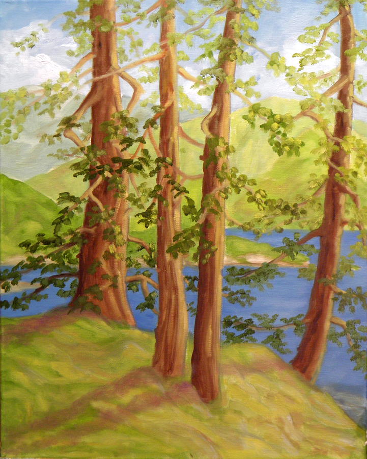 Four Trees Painting by Ida Eriksen