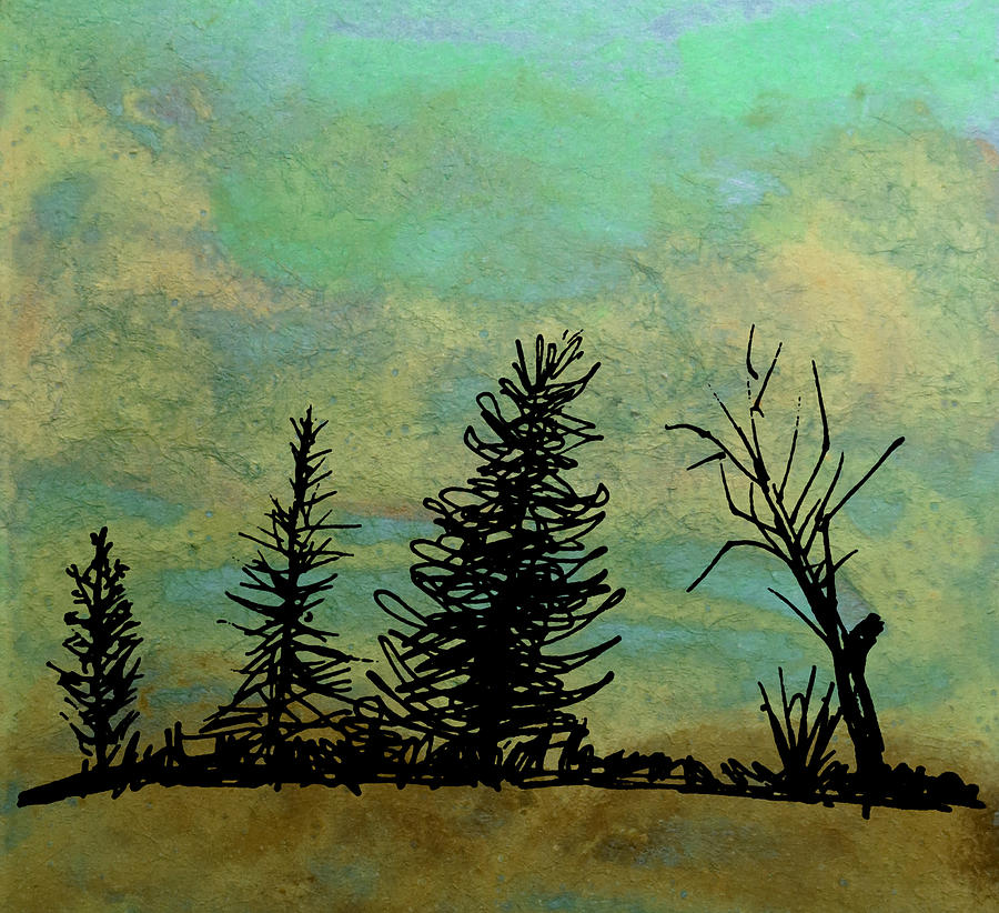 Four Trees  Drawing by R Kyllo
