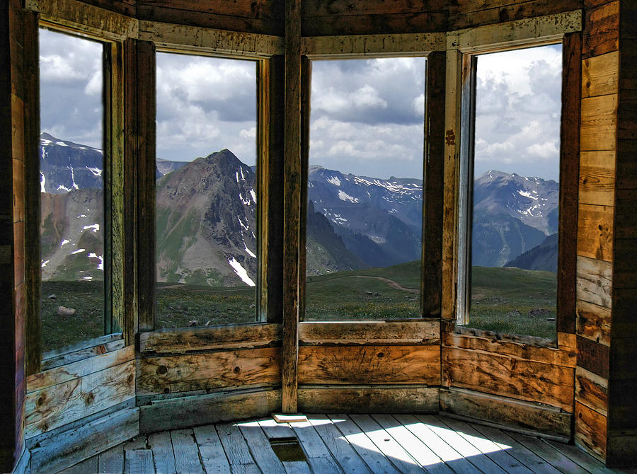 Four Windows of Animas Forks Ghost Town in Colorado Photograph by Ginger Wakem