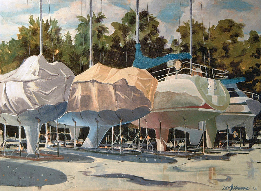 Four Yachts at Rest Painting by David Gilmore