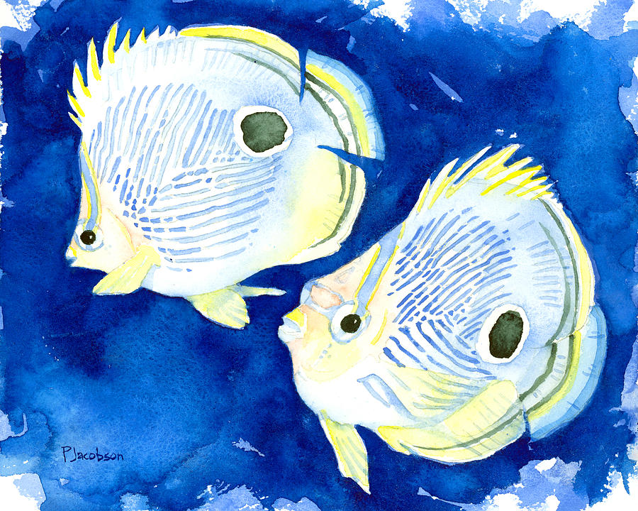 Foureye Butterflyfish Painting by Pauline Walsh Jacobson
