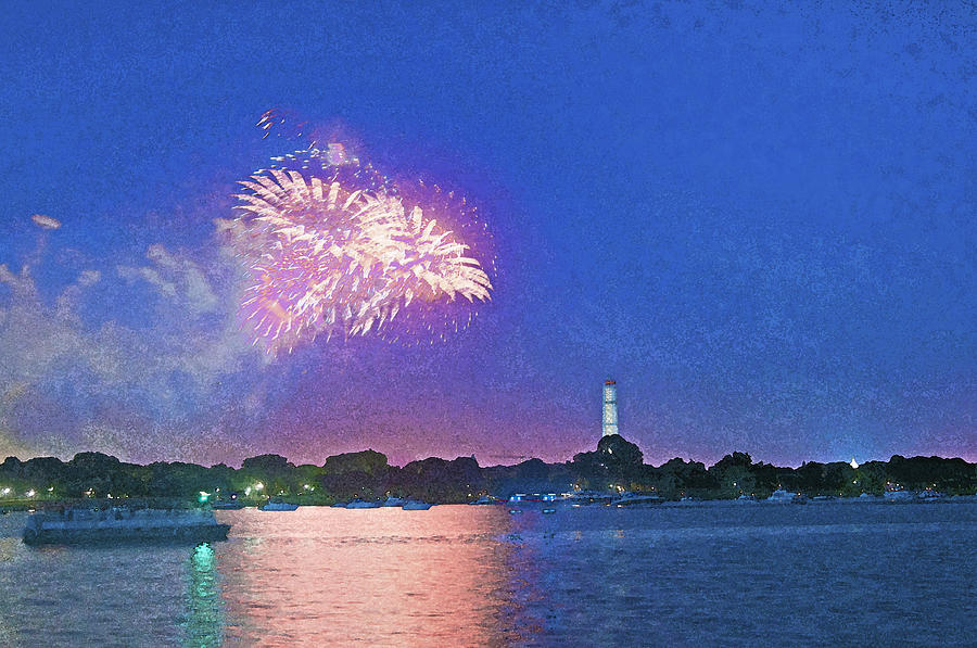 Fourth Of July Fireworks Along The Potomac Digital Art by Steven Barrows