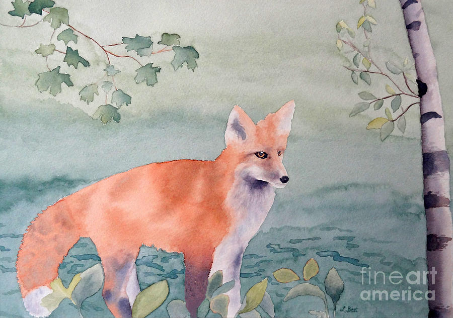 Fox and Birch Painting by Laurel Best