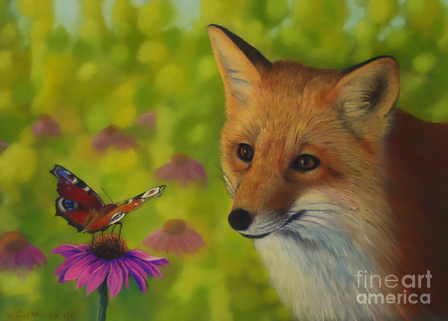 Butterfly Pastel - Fox and butterfly by Veikko Suikkanen