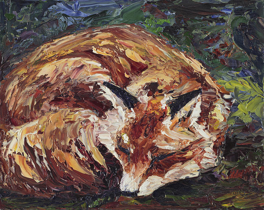 Fox Asleep Painting by Dale Bernard