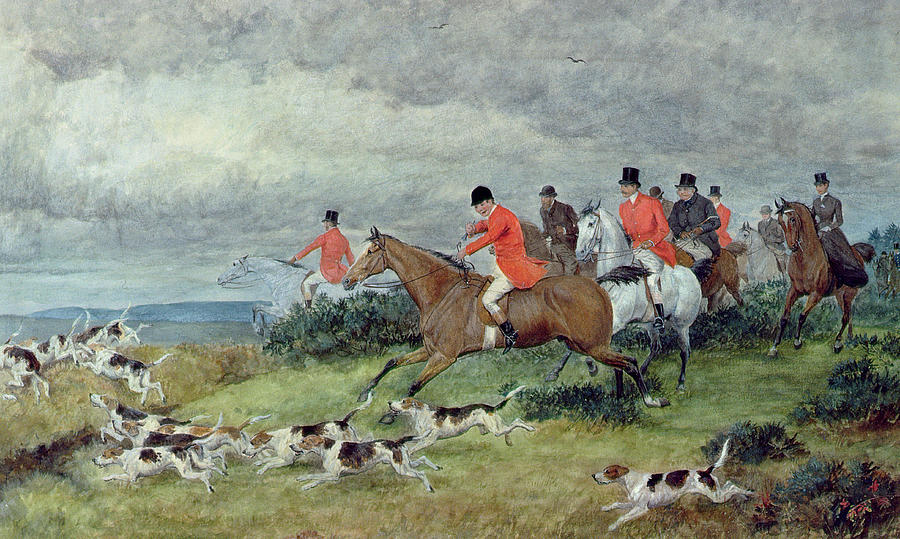 Dog Painting - Fox Hunting in Surrey by Randolph